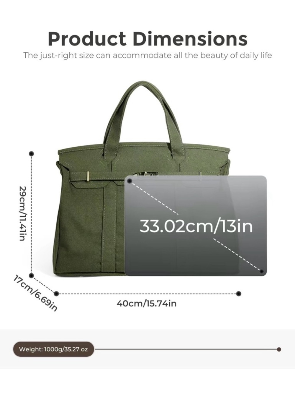 Boatkin Canvas Tote Bag in Navy Blue - Picture 3 of 6
